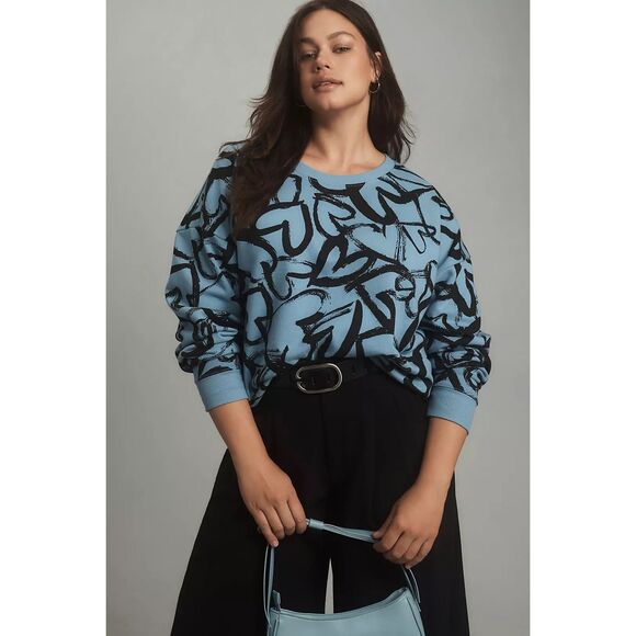 New Anthropologie Maeve Heart Printed Sweater sz medium - Picture 3 of 10